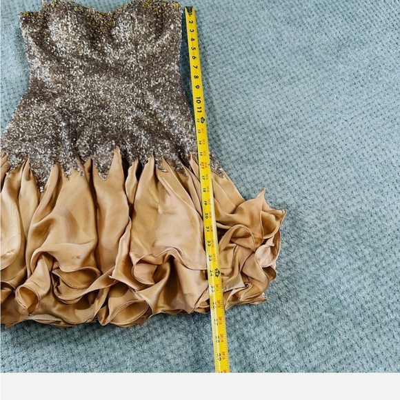 Elegant Gold and Brown Mini Dress - Picture 4 of 10